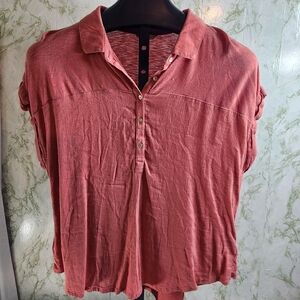 LUCKY BRAND Button Front Cap Sleeve Top